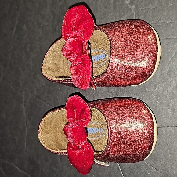 Red Ruby Bow Glitter myggpp Size 1 Girls Crib Baby Shoes - Picture 1 of 5